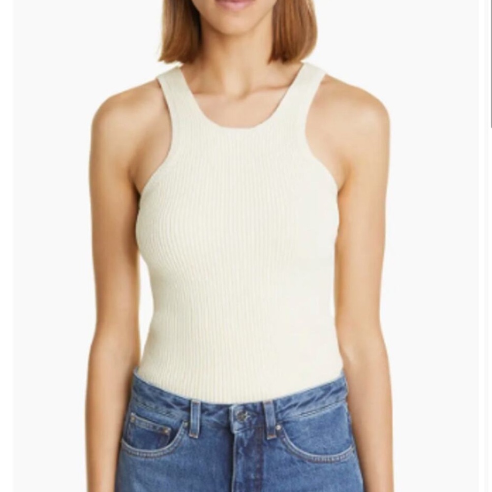 Toteme Compact Rib Sweater Tank Sleeveless Knit Elderflower Cream Halter Neck